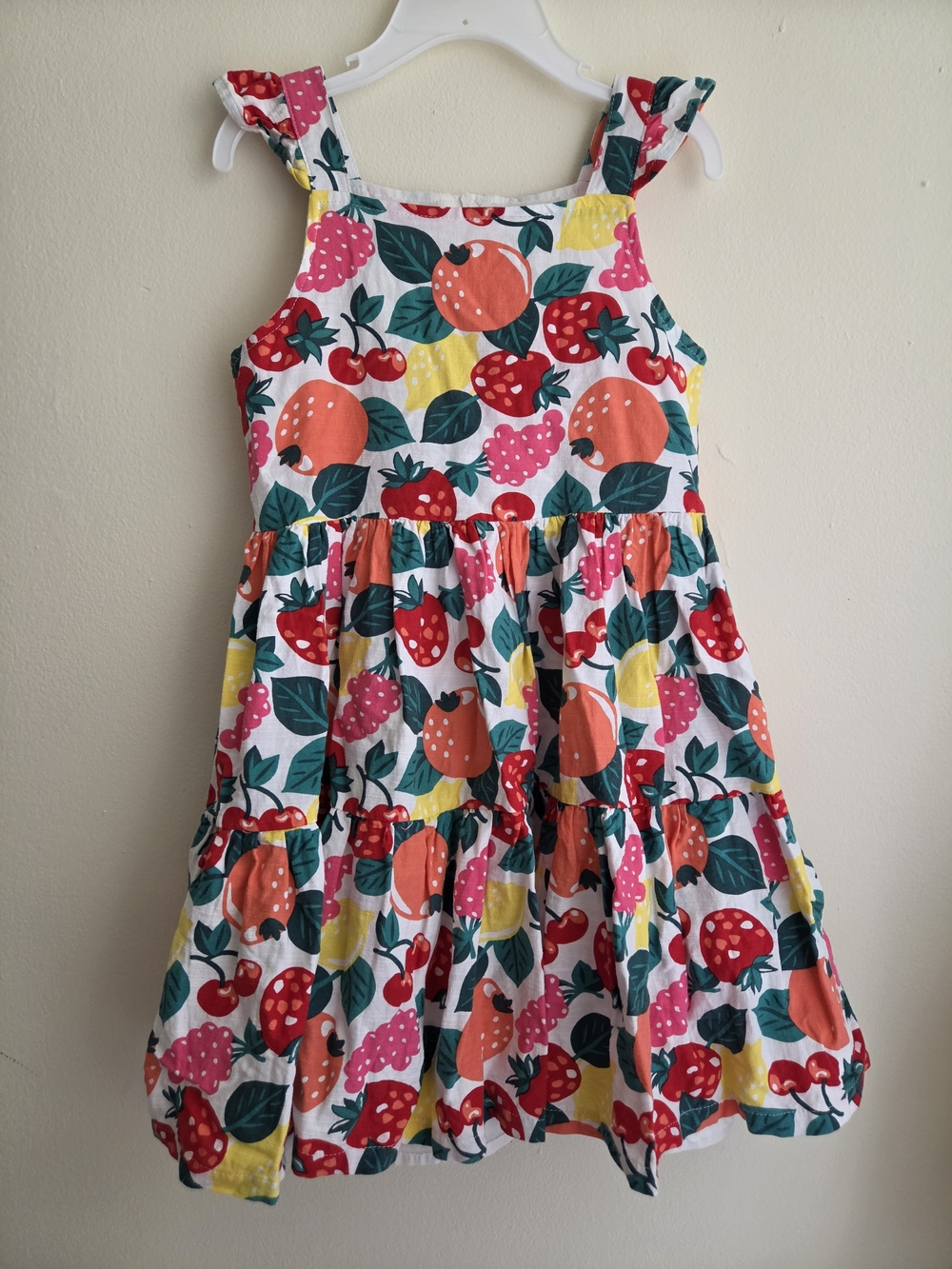 Cynthia Rowley Girls Fruit Print Dress Size 6 Ruffle Tiered Summer Sundress